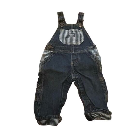 Oshkosh‎ B’Gosh Vintage Baby Vestbak Bibs Overalls Pants Striped Train 6 Months - Picture 1 of 7